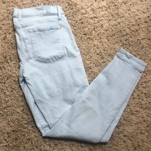 7 for all mankind, pale blue, ankle skinny, 28